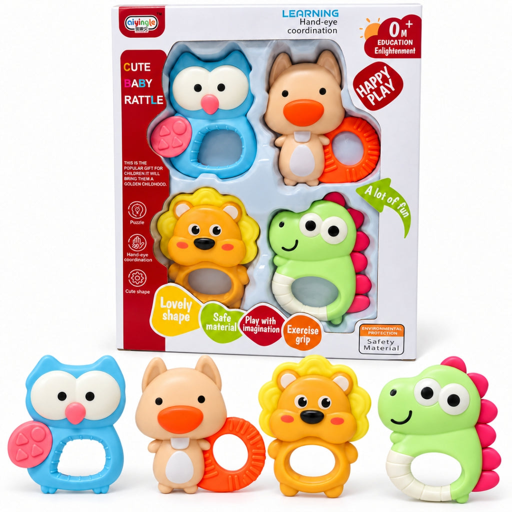 Set de 4 mordedores de animalitos Aiyingle para bebé con caja