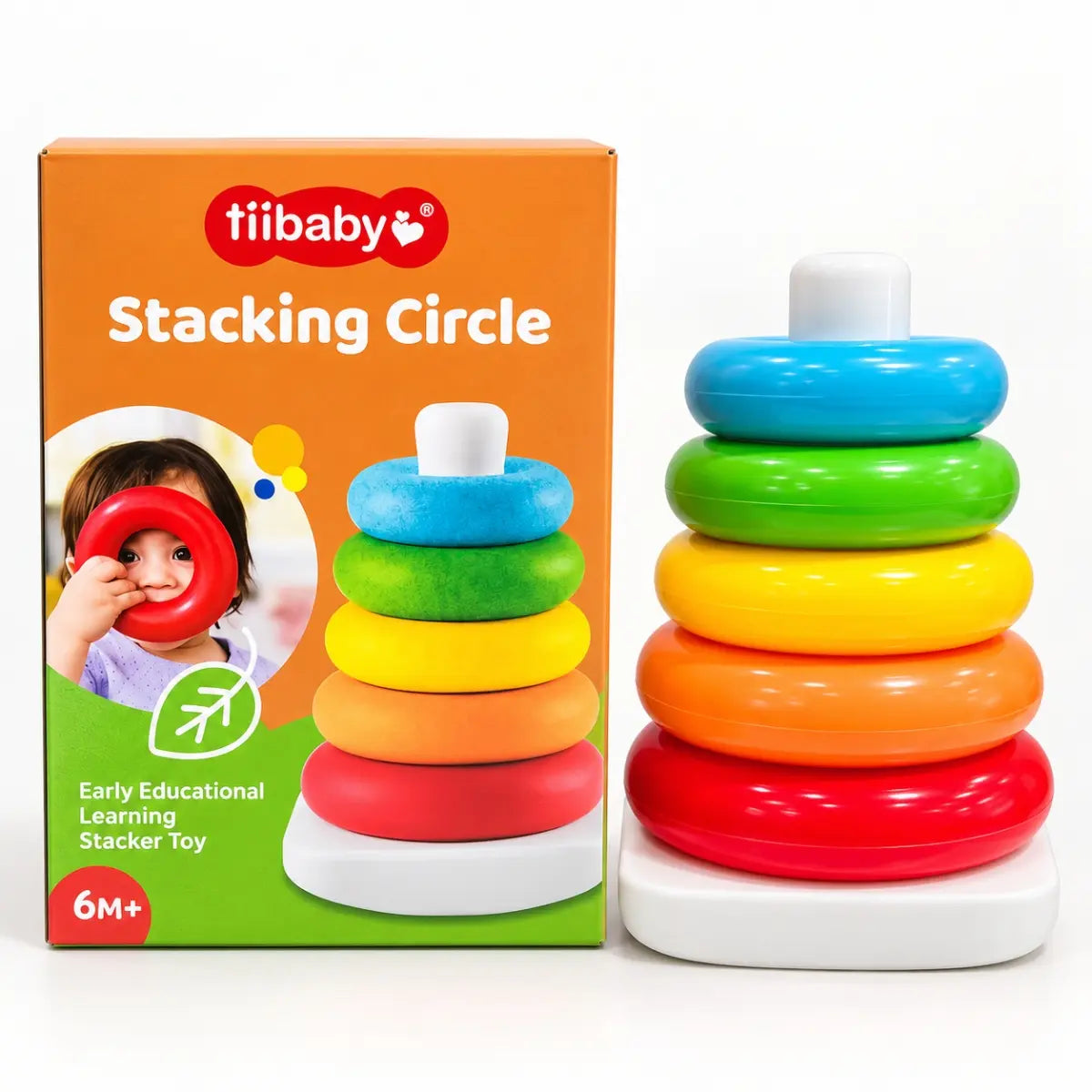 Torre apilable tipo dona Tiibaby para bebé con caja