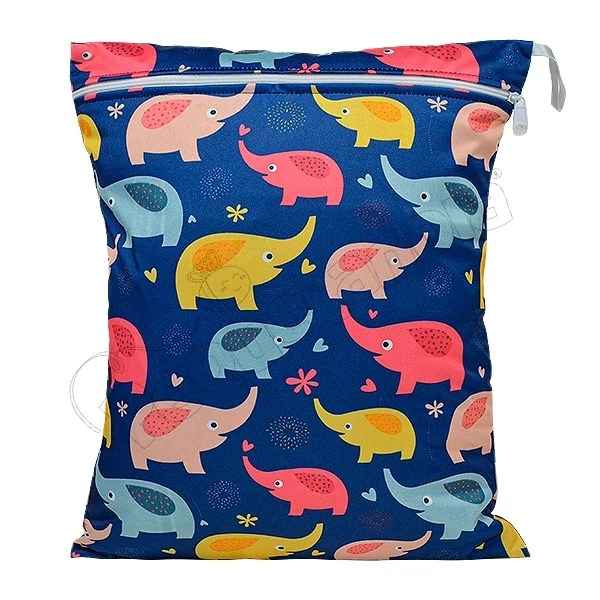 Wetbag Diseño Elefantes Colores Fondo Azul