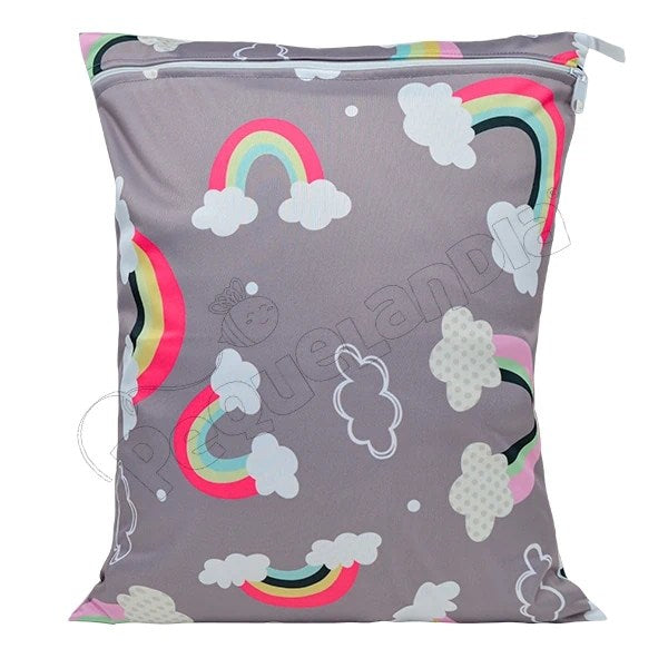 Wetbag Diseño Nubes Arcoiris Fondo Gris