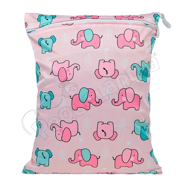 Wetbag Diseño Elefantitos rosa celeste