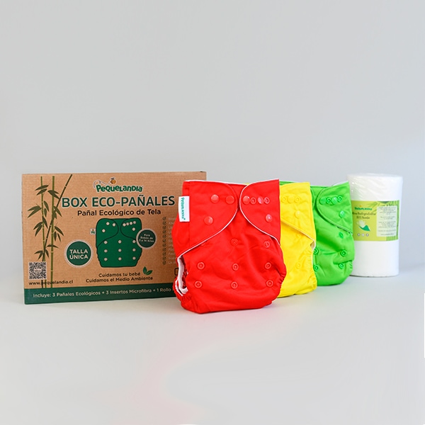 Pack 3 Pañales + Absorbentes Tela Reutilizables Ecologicos